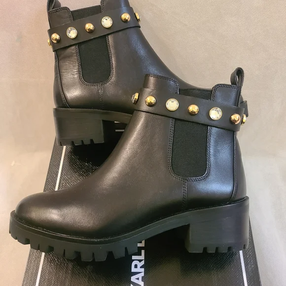 Karl Lagerfeld Paris Women’s Porshay Lug Sole Bootie in Black Sz 8.5 & 9 - Picture 3 of 9